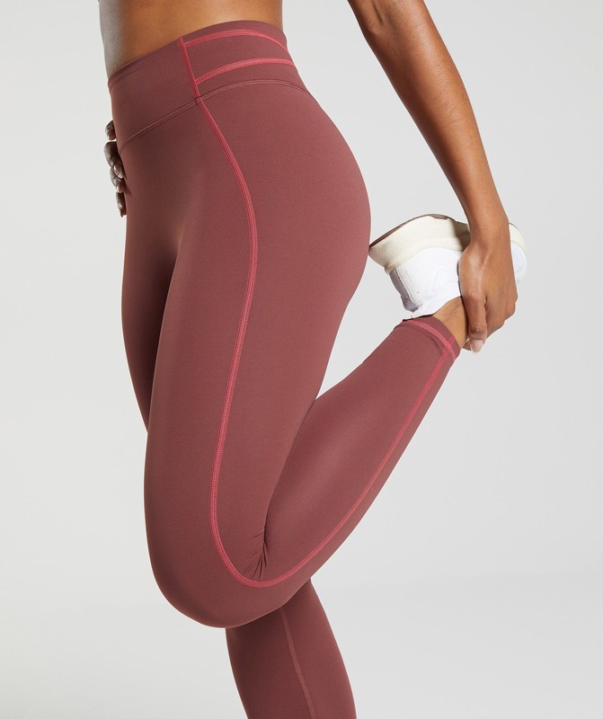 Gymshark Stitch Feature Leggings Burgundy Brown | 70138JIFV