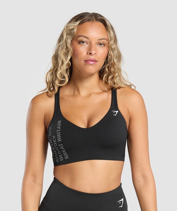 Gymshark Strappy Back Medium Support Sports Bra Black | 81273YPHQ