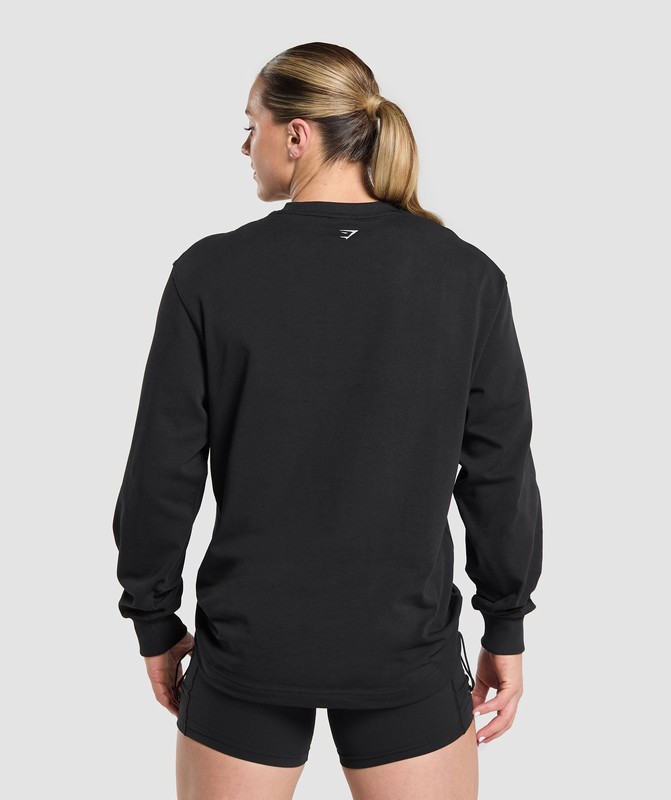 Gymshark Strength Department Animal Long Sleeve T-Shirt Black | 19287PIYA