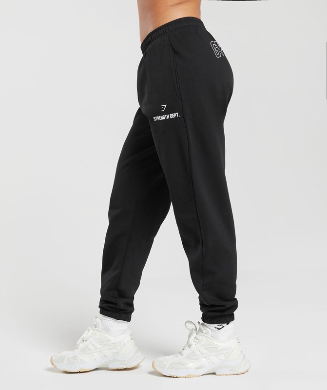 Gymshark Strength Department Graphic Joggers Black | 39286BLVO