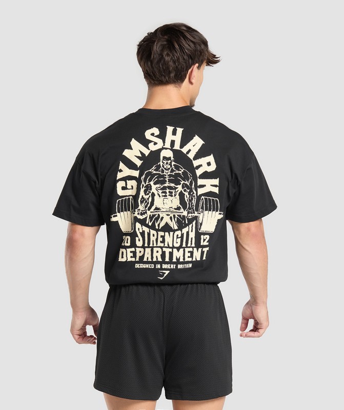 Gymshark Strength Department Graphic T-Shirt Black | 05679TUAK