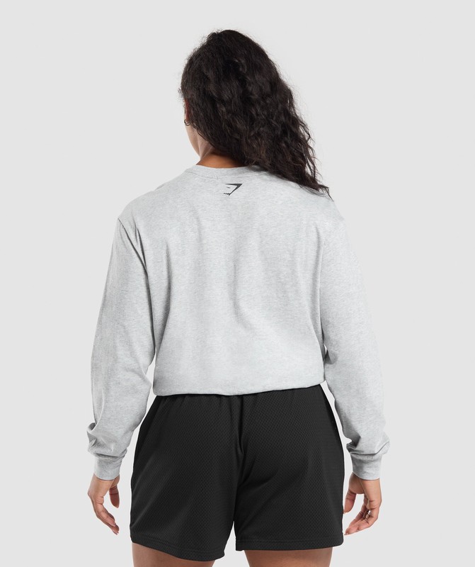 Gymshark Strength Department Long Sleeve Skater Light Grey Core Marl | 15027QHYF