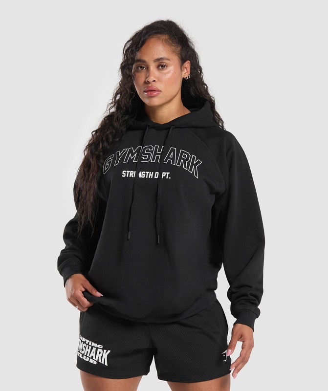 Gymshark Strength Department Oversized Hoodie Black | 91273RIJT