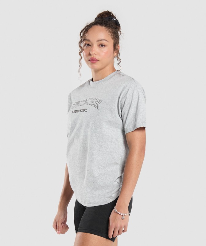 Gymshark Strength Department Oversized T-Shirt Light Grey Core Marl | 82549EGCO