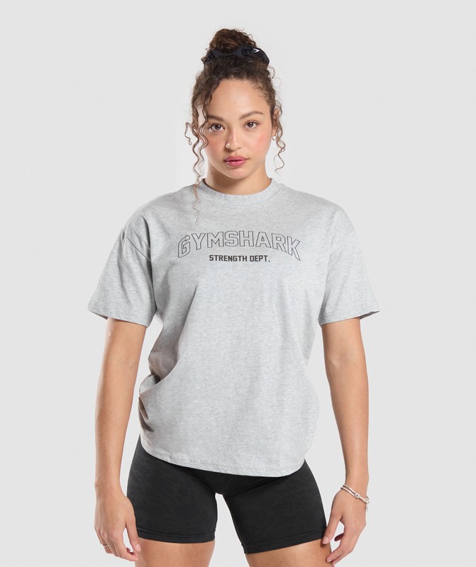 Gymshark Strength Department Oversized T-Shirt Light Grey Core Marl | 82549EGCO