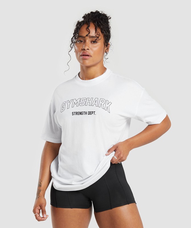 Gymshark Strength Department Oversized T-Shirt White | 35901METX