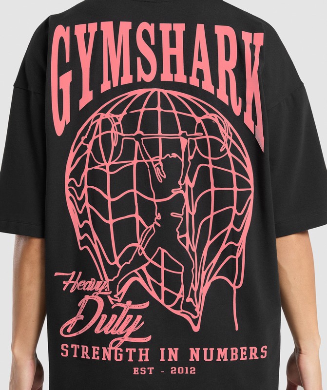 Gymshark Strength In Numbers Oversized T-Shirt Black | 17902NGTP