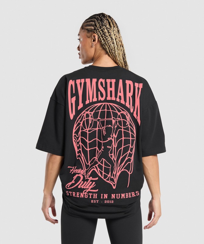 Gymshark Strength In Numbers Oversized T-Shirt Black | 17902NGTP