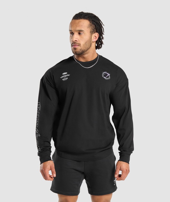 Gymshark Strength and Conditioning Long Sleeve T-Shirt Black | 13847FVGD