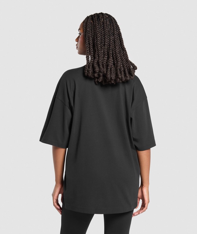 Gymshark Strength and Conditioning Oversized Graphic T-Shirt Black | 81960ZIUD