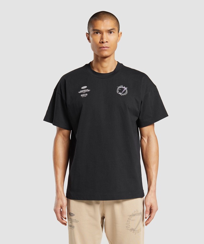 Gymshark Strength and Conditioning T-Shirt Black | 37968HZUL
