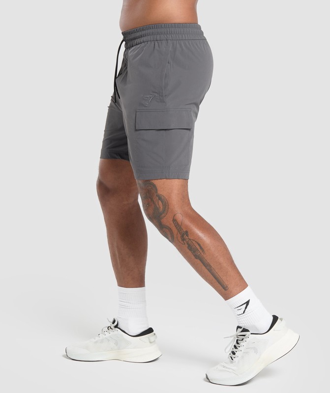 Gymshark Stretch Woven Cargo Shorts Graphite Grey | 90574SDLM