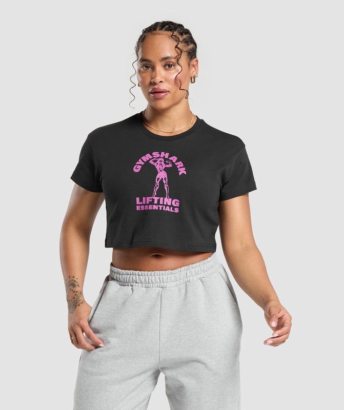 Gymshark Strong Women Crop Top Black | 12360GVDU
