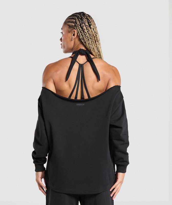 Gymshark Superset Longline Sweatshirt Black | 38601XDOS