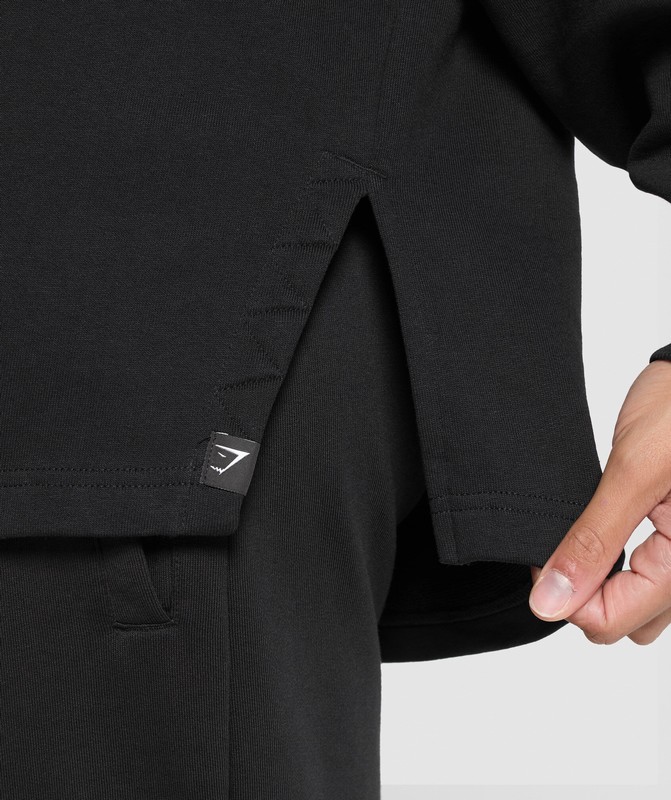 Gymshark Superset Longline Sweatshirt Black | 38601XDOS