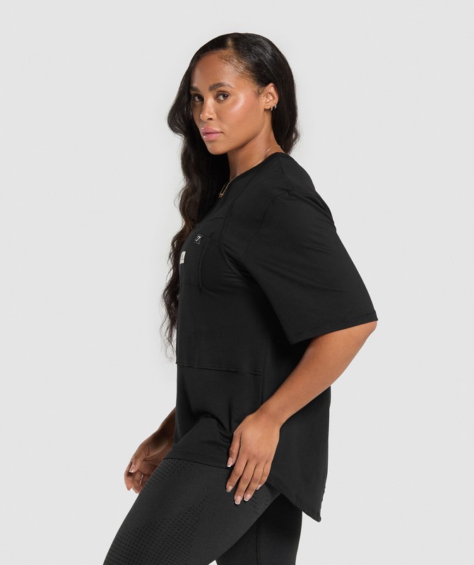 Gymshark Superset Oversized T-Shirt Black | 74392FXHK