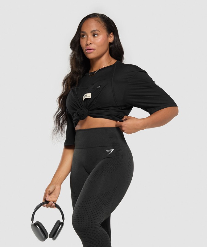 Gymshark Superset Oversized T-Shirt Black | 74392FXHK
