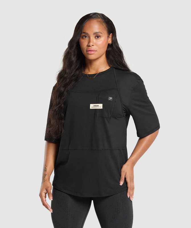 Gymshark Superset Oversized T-Shirt Black | 74392FXHK