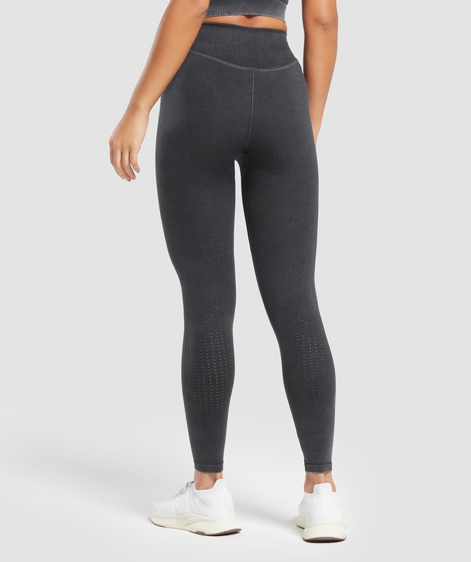 Gymshark Sweat Seamless Washed Leggings Black | 42516YJUB