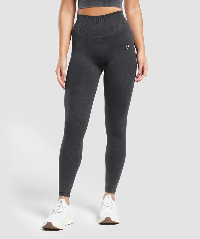 Gymshark Sweat Seamless Washed Leggings Black | 42516YJUB