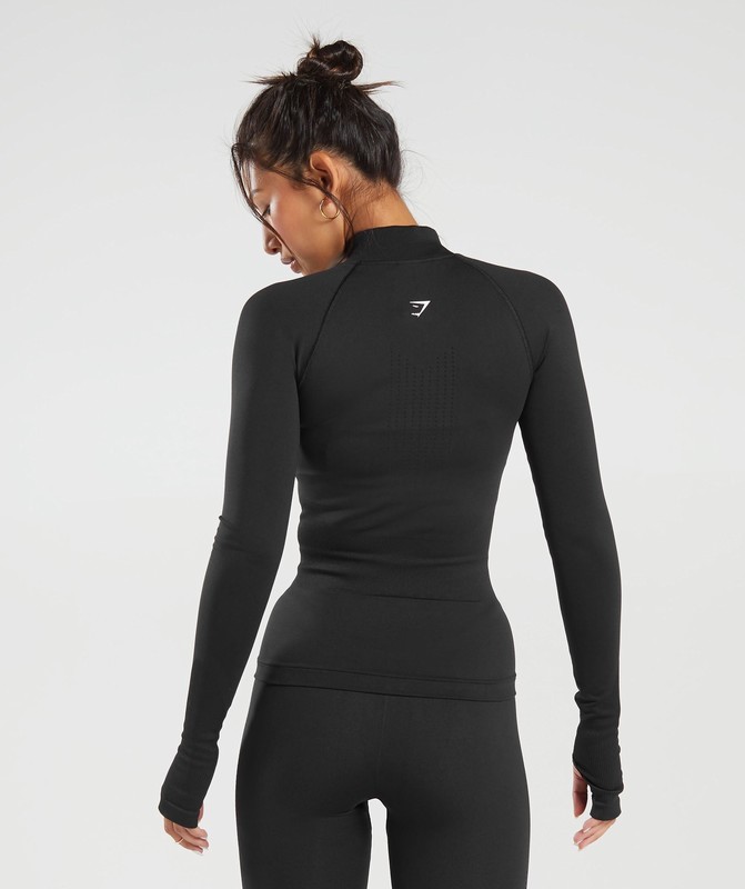 Gymshark Sweat Seamless Zip Up Jacket Black | 53412FLHA