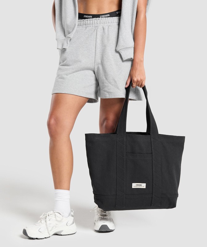 Gymshark Tactical Canvas Tote Bag Black | 71342MLQK