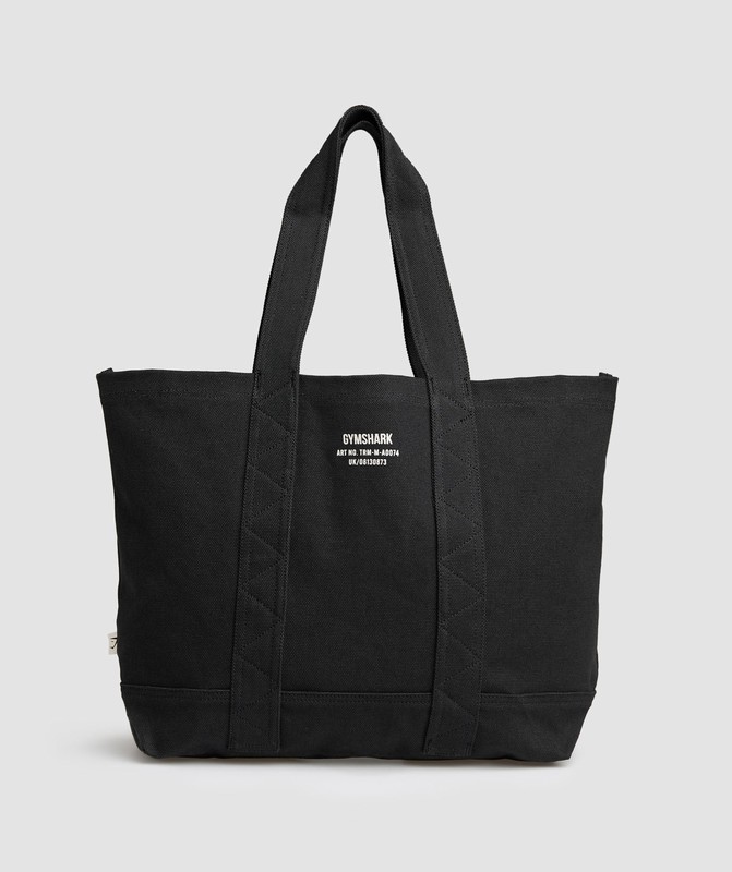 Gymshark Tactical Canvas Tote Bag Black | 71342MLQK