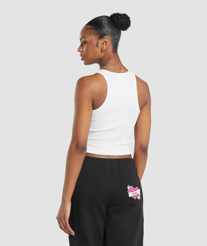 Gymshark Tattoo Midi Tank White | 45286KEHL