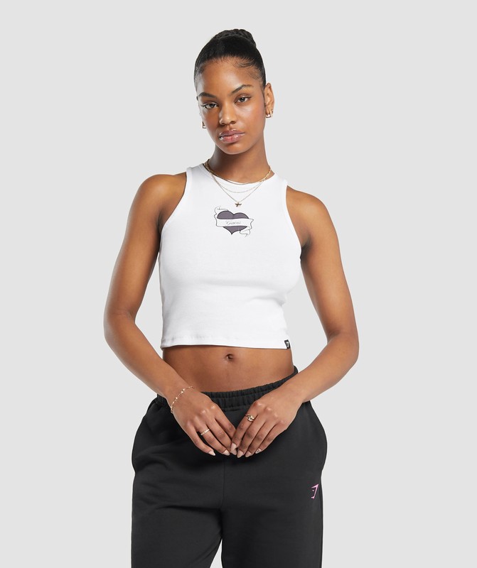 Gymshark Tattoo Midi Tank White | 45286KEHL