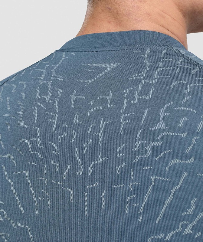 Gymshark Tectonic Seamless LS Top Cargo Blue / Cool Blue | 87369WDOP