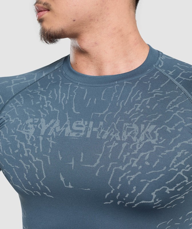 Gymshark Tectonic Seamless LS Top Cargo Blue / Cool Blue | 87369WDOP