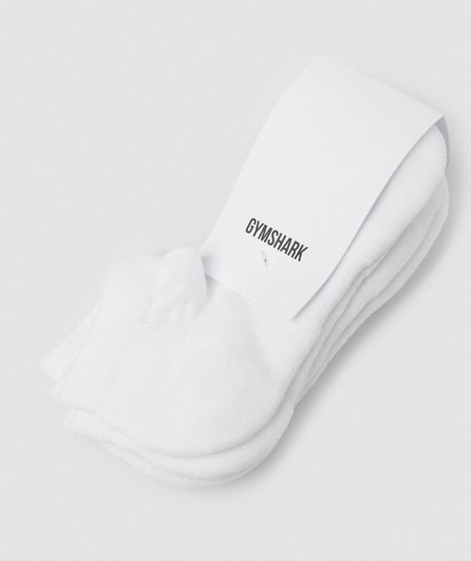 Gymshark Trainer Socks 3Pk White | 17924YFWS