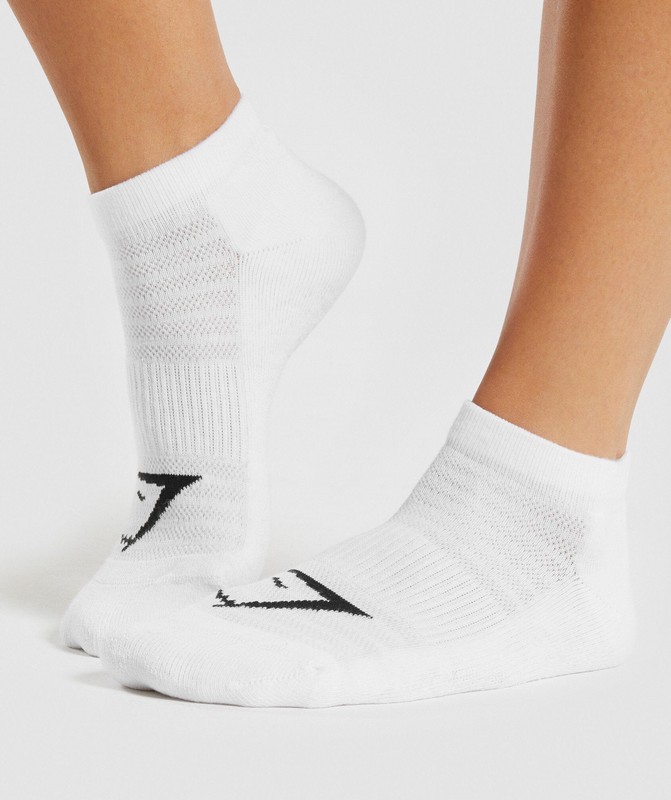 Gymshark Trainer Socks 3Pk White | 17924YFWS