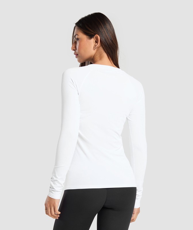 Gymshark Training Baselayer Long Sleeve Top White | 13057DMWB