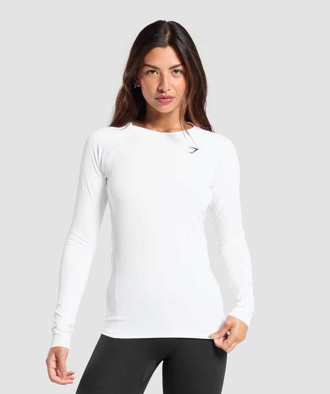 Gymshark Training Baselayer Long Sleeve Top White | 13057DMWB
