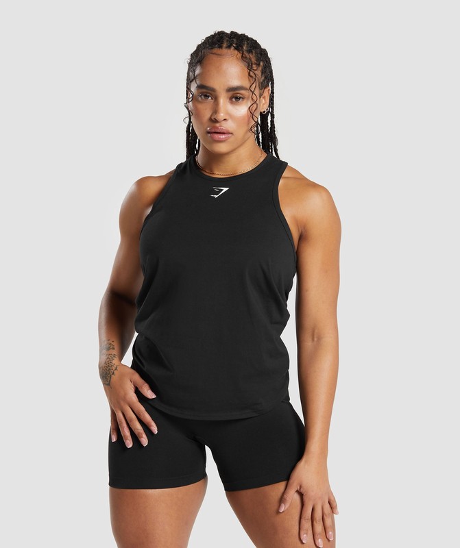 Gymshark Training Cotton Tank Black | 67593XRQC