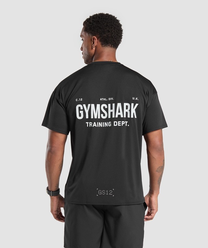 Gymshark Training Department Performance T Shirt Black | 63572RPJN