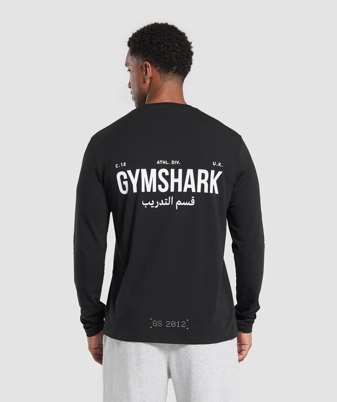 Gymshark Training Dept Reg LS Tee GFX Black | 20845NTLI