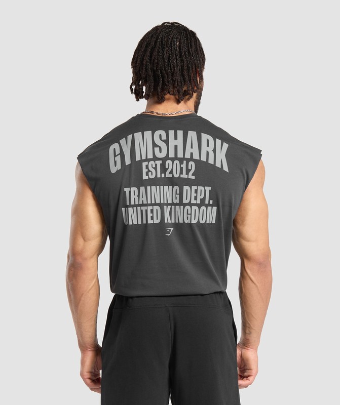 Gymshark Training Dept. UK Cut Off Tank Asphalt Grey | 96120AWEN