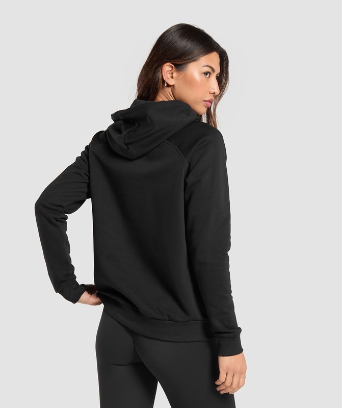 Gymshark Training Fleece Regular Hoodie Black | 75138KFAM