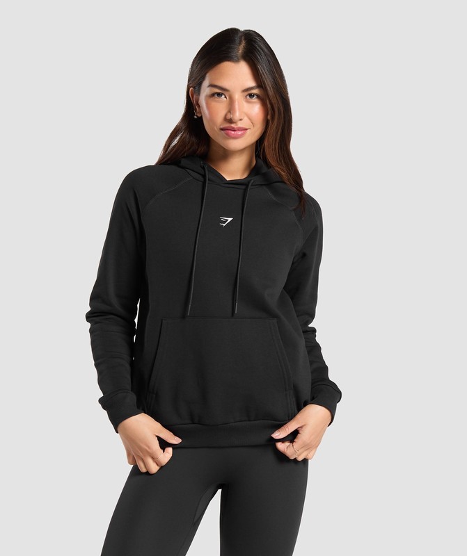 Gymshark Training Fleece Regular Hoodie Black | 75138KFAM