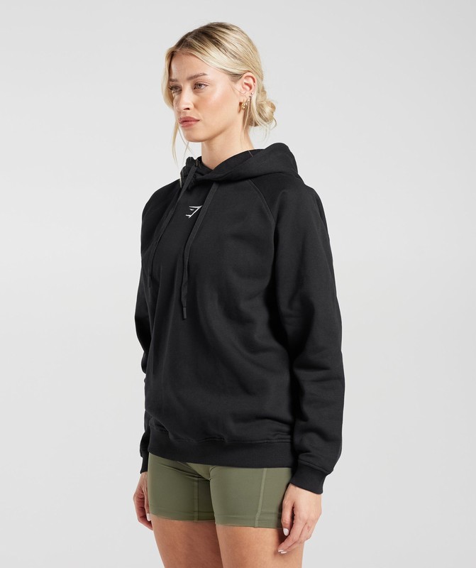 Gymshark Training Oversized Fleece Hoodie Black | 26175FLOS