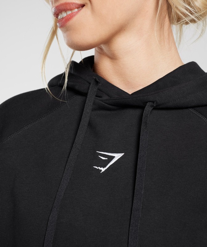Gymshark Training Oversized Fleece Hoodie Black | 26175FLOS