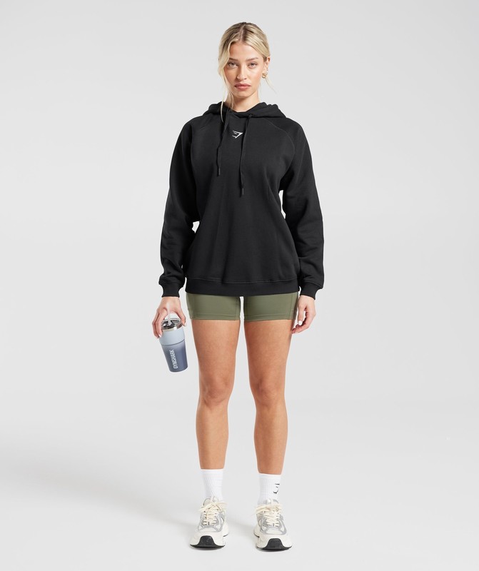Gymshark Training Oversized Fleece Hoodie Black | 26175FLOS