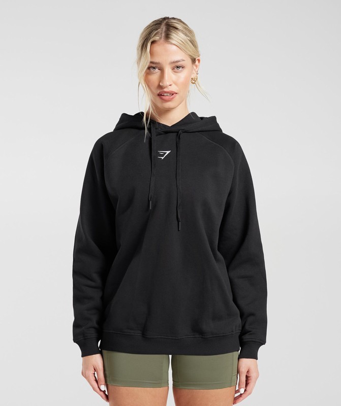 Gymshark Training Oversized Fleece Hoodie Black | 26175FLOS