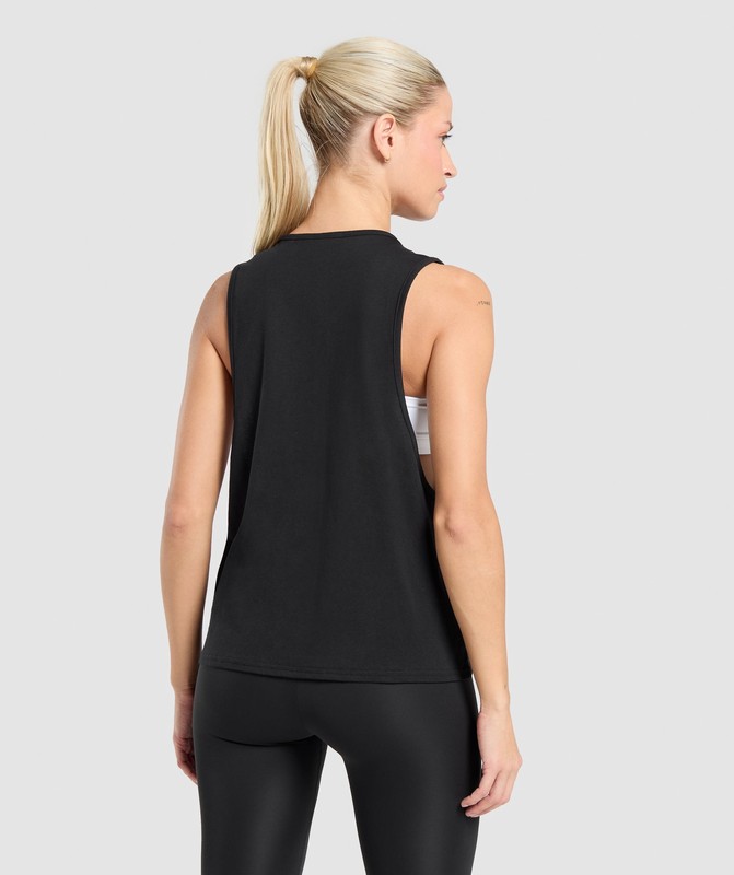 Gymshark Training Regular Length Drop Arm Tank Black | 86401XVDT