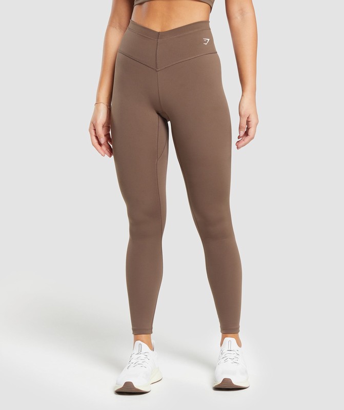 Gymshark Training V Waistband Leggings Brown | 17984TRYP
