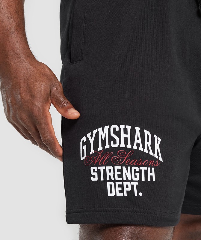 Gymshark Trophy Graphic Shorts Black | 27108GFJL
