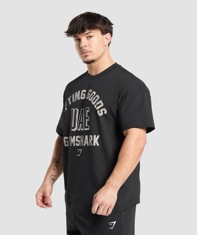 Gymshark UAE Oversized T-Shirt Black | 49710DPZY