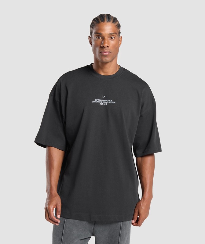 Gymshark Union Jack Lifting Club T-Shirt Black | 09631THEK